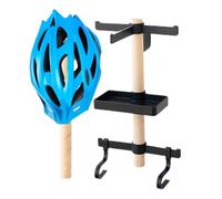 Supporto in legno rustico per bicicletta - Apparecchio in legno montato per posizionamento casco, occhiali, display contatore, contenitore per calzature, robusta struttura fatta a mano, attrezzatura