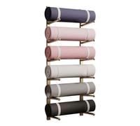 Supporto in Metallo per tappetini da Yoga, scaffale a Parete per rulli in Schiuma e tappetini per Esercizi, Organizer in Ferro a 6 Livelli per casa, Studio e Palestra - Design Resistente e s