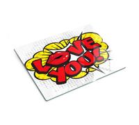 Supporto in vetro e protezione per piano di lavoro 40x30 cm Ti amo! | Ripiano | Supporto | Base | Vassoio | Paraspruzzi | Struttura | Copertura | Salvatavola | Elemento | Aiuto