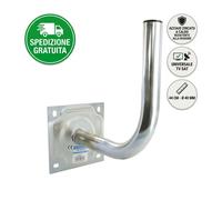 Supporto L Parabola Zincato 44cm Universale Staffa Palo TV SAT Esterno