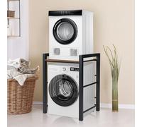 Supporto Lavatrice Asciugatrice Kit Sovrapposizione Lavatrice Asciugatrice 3 Regolabili in Altezza, Salvaspazio Scaffale per Lavatrice Capacità Portante 350kg, Per Bagno Lavanderia 75x65x105cm