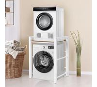 Supporto Lavatrice Asciugatrice Kit Sovrapposizione Lavatrice Asciugatrice 3 Regolabili in Altezza, Salvaspazio Scaffale per Lavatrice Capacità Portante 350kg, Per Bagno Lavanderia 75x65x105cm