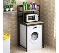 Supporto lavatrice Asciugatrice per Regolabilein Altezza,mobiletto sopra lavatrice,Tamburo Lavastoviglie Ripiano Di Stoccaggio,per Bagno, Cucina, Balcone, Lavanderia(Black/brown,43.3in/110CM)