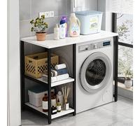 Supporto Lavatrice Asciugatrice,Scaffale Lavatrice,Mobile Porta Lavatrice E Asciugatrice,Mobile Porta Lavatrice E Asciugatrice A Colonna,Piano 3 Livelli Asciugatrice Superiore Impilabile Rack(White/bl
