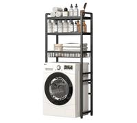 Supporto Lavatrice Asciugatrice Scaffale Portaoggetti Per Lavatrice Salvaspazio Per Bagno Scaffale Sopra Per Bagno Lavanderia Acciaio Al Carbonio Facile da Montare Per Soluzioni Di Sto black 3-Layers