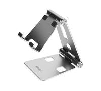 Mini supporto da tavolo argento pieghevole per smartphone, LinQ, ultra compatto