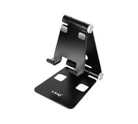 Mini supporto da tavolo nero pieghevole per smartphone, LinQ, ultra compatto