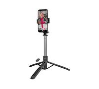 LinQ Bastone Selfie Bluetooth con Treppiede Stabile Supporto Rotante, Nero