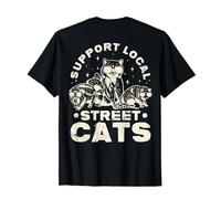 Supporto Local Street Cats Funny Raccoon Opossum Cat ART BACK Maglietta