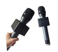 Supporto Logo Microfono Quadrato in ABS Nero e Bianco, 2 Pezzi | Supporto Microfono, Display Logo, Leggero e Facile da Trasportare, per Reporter e Intervistatori Professionale