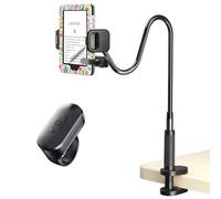 Supporto lungo per tablet Kindle con telecomando ad anello per girare le | Supporto a collo di cigno per leggere a letto con clicker, accessori regalo per lettori compatibile con iPad iPhone Fire HD