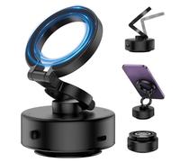 Supporto magnetico a scatto per cellulare, per auto, girevole a 361°, pieghevole, universale, antiscivolo, antivibrazione, per cruscotto e parabrezza