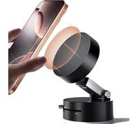 Supporto magnetico a ventosa per cellulare, retrattile, pieghevole, girevole a 360°, supporto magnetico per auto, palestra, specchio, superficie liscia (nero)