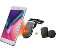 Techly Supporto magnetico da auto 362701 per smartphone con due placche metalliche universali nero