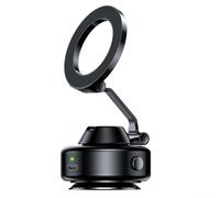 Supporto Magnetico Cellulare Auto Girevole a 360°, Supporto da Auto Pieghevole con Forte Aspirazione a Vuoto in Alluminio, Compatibile con Smartphones, Nero(Black)
