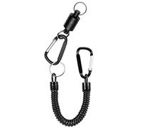 Supporto magnetico con cordino a spirale per attrezzi da pesca, magnete che supporta max 2 kg, accessorio essenziale per pescatore, si attacca saldamente al gilet o alla borsa in metallo TPU