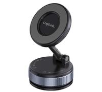 LogiLink Supporto magnetico per smartphone con 2 giunti a 180°, blocco girevole e ventosa sottovuoto, anello in metallo per smartphone senza anello metallico, girevole a 360°