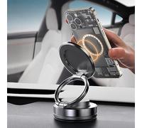 Supporto magnetico per telefono con anello magnetico e cuscinetto adesivo antiscivolo, supporto girevole regolabile per auto, supporto per telefono a ventosa per iPhone e Android, nero