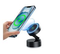 Supporto magnetico per telefono sottovuoto, supporto magnetico per telefono per auto, cruscotto, navigatore, multifunzione, con ricarica wireless da 15 W, regolabile