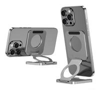 Supporto magnetico per telefono ultra sottile pieghevole con doppio attacco laterale, supporto per auto con rotazione di 360 gradi, si adatta alla maggior parte degli smartphone, inclusi e (argento)