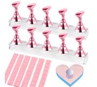 Supporto magnetico per unghie finte, per nail art, con stucco riutilizzabile, per casa, salone, fai da te, espositore (A-rosa)