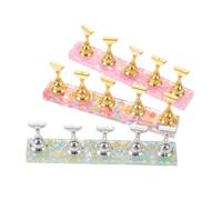 Supporto Magnetico per Unghie Press On, 3 Pezzi, Pratica Nail Art | Base in Plastica Finitura Glitter, Forme Rotonde, Cuore e Stella, per Pittura Stabile e Riuso Domestico