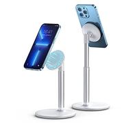Supporto Magnetico Regolabile per Telefono Supporto per Smartphone Tavolo Magnetico Pieghevole con Anelli in Metallo Compatibile con Mag Safe iPhone 15 Plus Pro Max 14 13 12 Galaxy S23 Ultra, Bianco