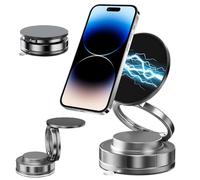 Supporto Magnetico Telefono Auto con Ventosa a Vuoto Girevole 360 Gradi Regolabile e Pieghevole Forte Adesione per La Maggior Parte Dei Smartphone su Superfici Lisce per Auto Palestra Specchio Nero