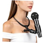 Supporto Microfono da Collo Flessibile Nero per 24-45mm | Clip Regolabile e Struttura Stabile, per Lezioni e Prove, 1 Pezzo, Metallo Plastica
