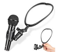 Supporto Microfono da Collo Regolabile per Voci e Podcast | Nero, Clip Staccabile, Struttura Stabile in Metallo e , per Microfoni Dinamici 24-45mm