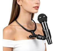 Supporto Microfono da Collo Regolabile per Voci, Nero | Metallo e , Struttura Stabile, Clip Staccabile, per 24mm-45mm, Studio e Aula