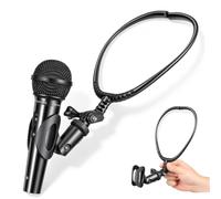 Supporto Microfono Regolabile da Collo per 24-45mm, Nero | Clip Staccabile, Struttura Stabile in Metallo e Plastica, per Dinamici Portatili, Lezioni e Registrazioni