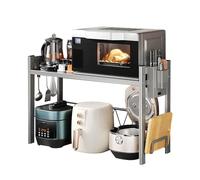 Supporto Microonde da Banco con Contenitore, Tagliere E Portacoltelli, Mensola Per Microonde Rialzato per Cucine, Acciaio Al Carbonio Resistente Sopra Il Ripiano Per Microonde, Supporta 90 Kg(80 x 39.