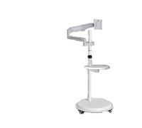 Supporto mobile a pressione d'aria da pavimento multischermo a doppio schermo for notebook con monitor bianco