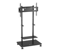 Techly 624353 Supporto Mobile da Pavimento con Altezza Regolabile e Mensole, per TV da 37-75" Nero