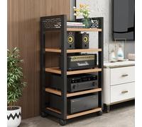 Supporto mobile da pavimento per stampante, mobile stereo aperto con ruote per TV e audio, contenitore per componenti multimediali, 19,6"x42,5"