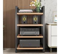 Supporto mobile da pavimento per stampante, mobile stereo aperto con ruote per TV e audio, contenitore per componenti multimediali, 19,6"x42,5"