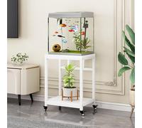 Supporto Mobile per Acquario Con Ruote Supporto per Acquario In Metallo Spazio Stoccaggio A Doppio Strato Altezza 75 Cm/29,5 Pollici Adatto per Soggiorni e Ingressi Uffici White 80x40cm/31.5x15.7in