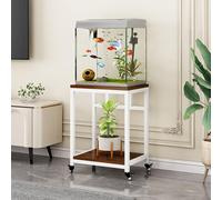 Supporto Mobile per Acquario Con Ruote Supporto per Acquario In Metallo Spazio Stoccaggio A Doppio Strato Altezza 75 Cm/29,5 Pollici Adatto per Soggiorni e Ingressi White + Brown 80x40cm/31.5x15.7in