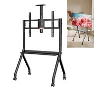 Supporto Mobile per Lavagna interattiva Smart Board - Supporto TV Girevole Regolabile e autoportante con Ruote bloccabili, Altezza Elevata per Uso in Classe o in Ufficio - Nero