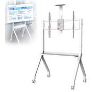 Supporto Mobile per Lavagna interattiva, Supporto TV Regolabile in Altezza con Ruote bloccabili, Perfetto per uffici e aule Moderne - Bianco