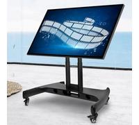 Supporto mobile per TV - Staffa robusta con ruote, per schermi LCD piatti e curvi da 32 a 70 pollici, regolabile in altezza, con sistema di gestione dei cavi