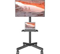 Supporto mobile TV per LCD LED da 23 a 60 pollici a schermo piatto/curvo, carrello porta TV con rotelle, supporta fino a 40 kg di peso, supporto TV portatile con ripiano girevole da pavimento