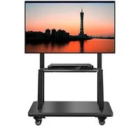 Supporto mobile TV su ruote per TV da 32-75 pollici, carrello girevole regolabile con gestione dei fili, telaio in acciaio resistente, carrello universale per TV a rotolamento per uso domestico e