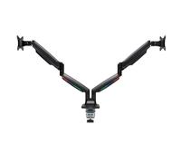Supporto monitor doppio regolabile SmartFit® con fissaggio a morsetto, 9 kg, 13"-34", Nero