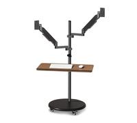 Supporto Monitor Scrivania Supporto for doppio monitor con vassoio for tastiera, supporto da pavimento for monitor multifunzione da 14"-43", postazione di lavoro mobile, supporto for monitor con molla