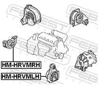 Supporto motore anteriore Dx HM-HRVMRH FEBEST per HONDA CRX III CIVIC V Coupé