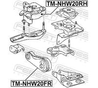 Supporto motore anteriore Dx Supporto idraulico TM-NHW20RH FEBEST per TOYOTA