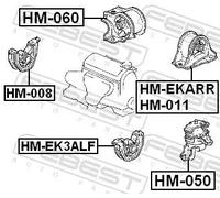 Supporto motore posteriore HM-060 FEBEST per HONDA CIVIC VI Fastback CR-V I
