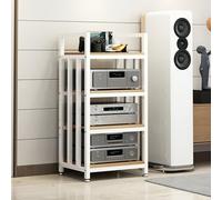 Supporto multifunzionale a 4 livelli per lettori DVD e CD, sistemi stereo, supporti multimediali AV, rack hi-fi, rack amplificatori, supporti multimediali audio/video con 4 ripiani in legno per casa